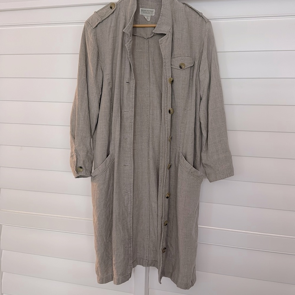 TRUE VINTAGE Banana Republic linen trench type coat Sz Medium